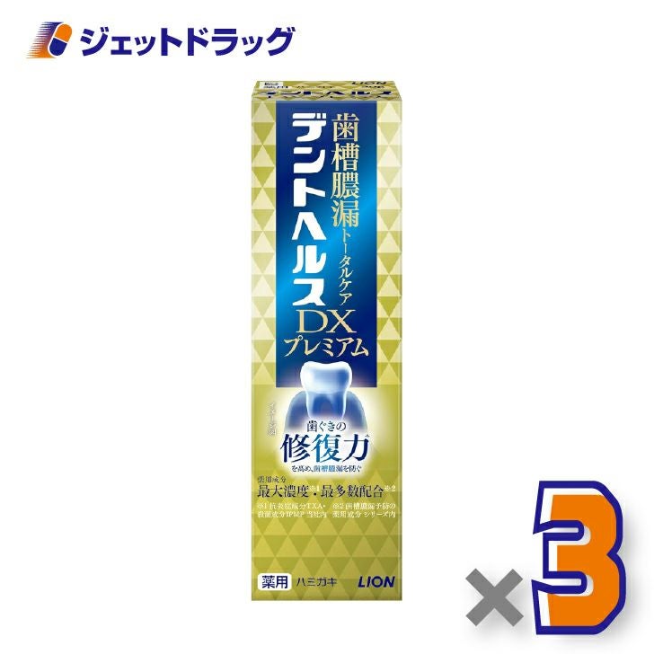【医薬部外品】デントヘルス薬用ハミガキDXプレミアム90g×3個〔歯槽膿漏・歯肉炎〕