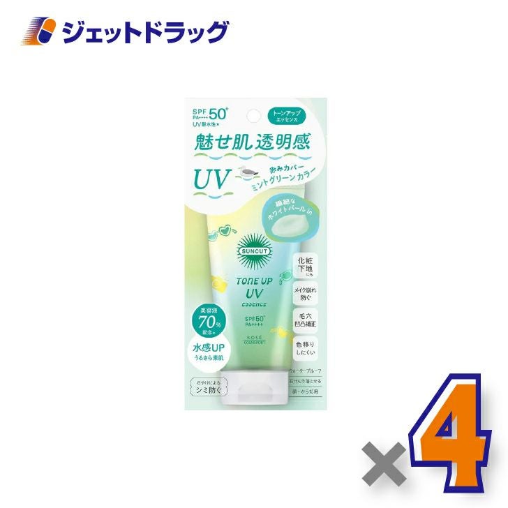 【化粧品】コーセーコスメポートサンカットRトーンアップUVエッセンスミントグリーン80g×4個〔日焼け止め〕