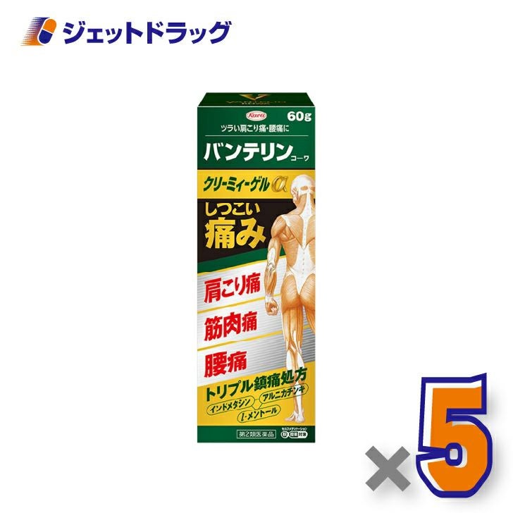 【第2類医薬品】バンテリンコーワクリーミィーゲルα60g×5個※セルフメディケーション税制対象〔肩こり痛・筋肉痛・腰痛〕