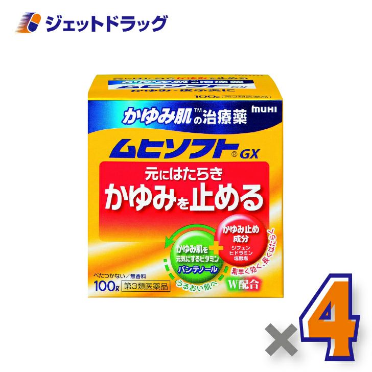 【第3類医薬品】かゆみ肌の治療薬ムヒソフトGX100g×4個※セルフメディケーション税制対象〔かゆみ肌の治療薬〕