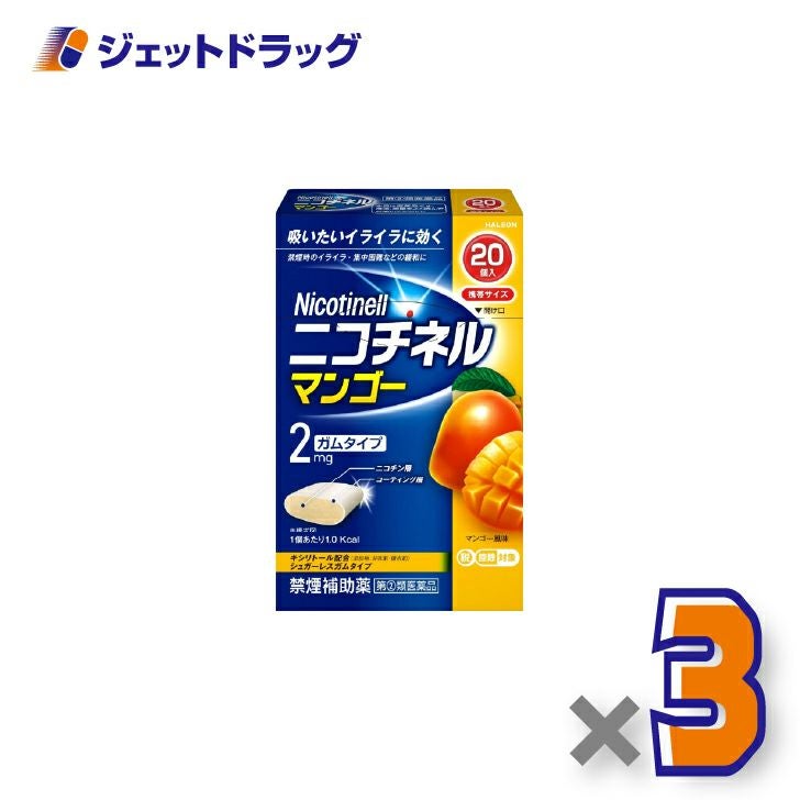 【第(2)類医薬品】ニコチネルマンゴー20個×3個※セルフメディケーション税制対象〔禁煙〕