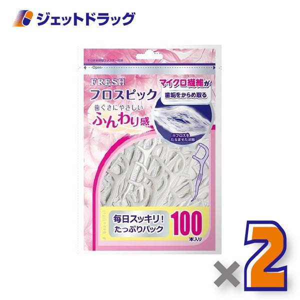 デンタルプロフレッシュフロスピック100本入×2個〔デンタルフロス〕